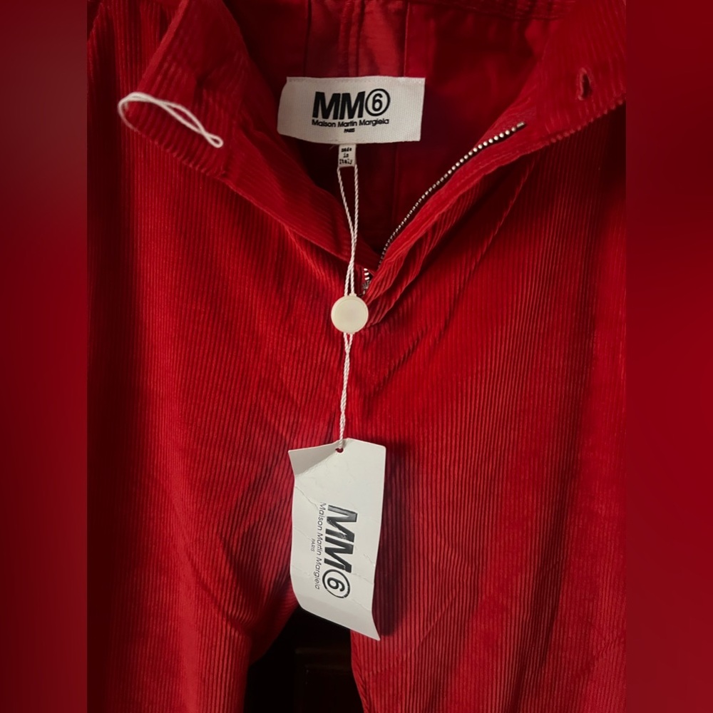 MM6 Maison Martin Margiela Corduroy Pants Women’s 42 /30x31.5 Red Designer NWT - Picture 3 of 12